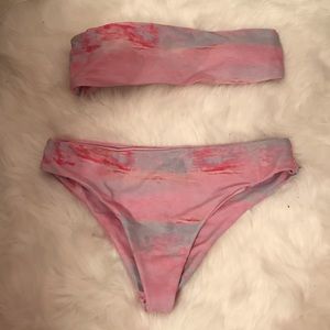 Pink Marble Bandeau Swimsuit